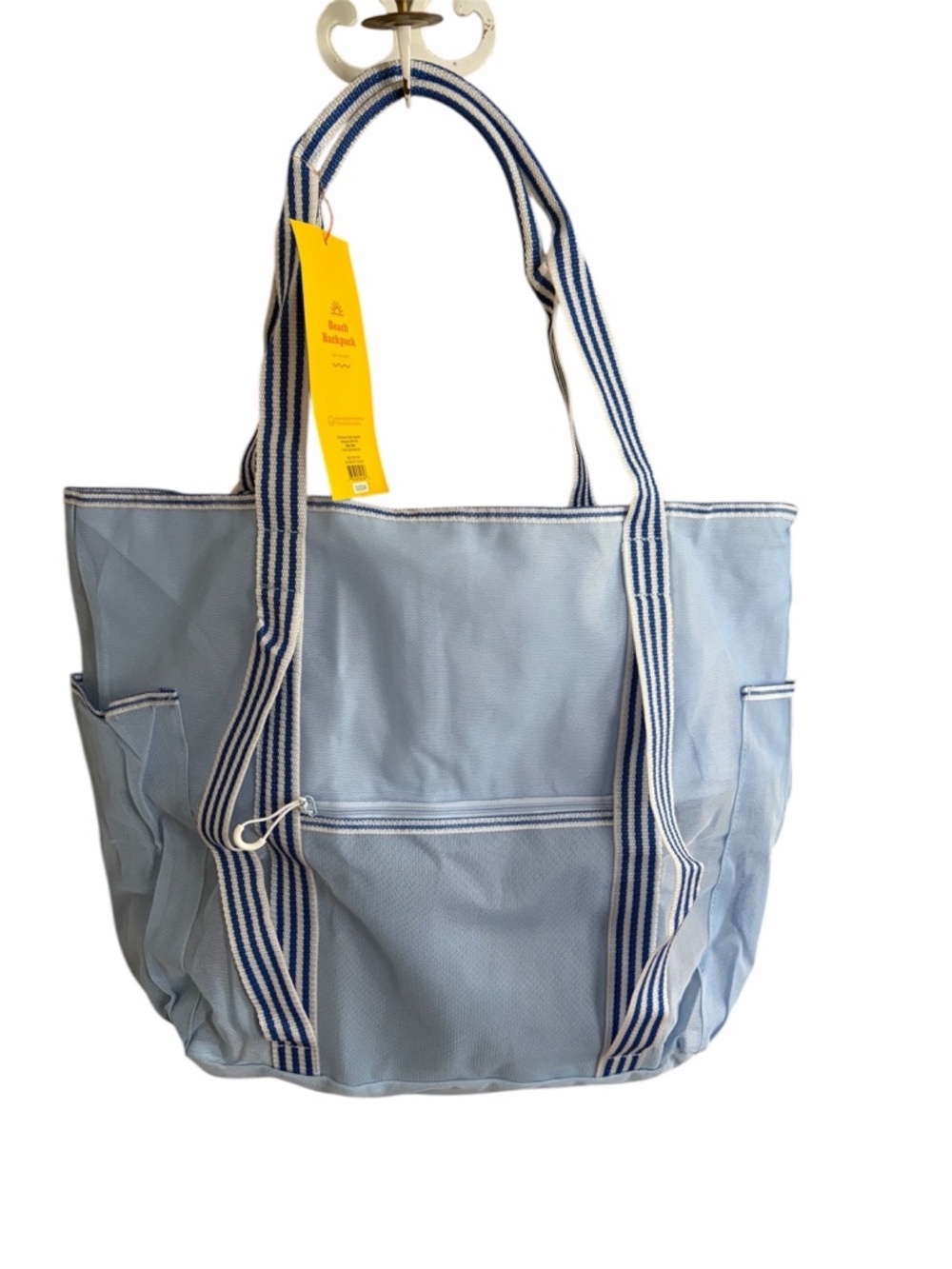Blue Sun Squad Beach Backpack with Pockets and Towel Strap NWT